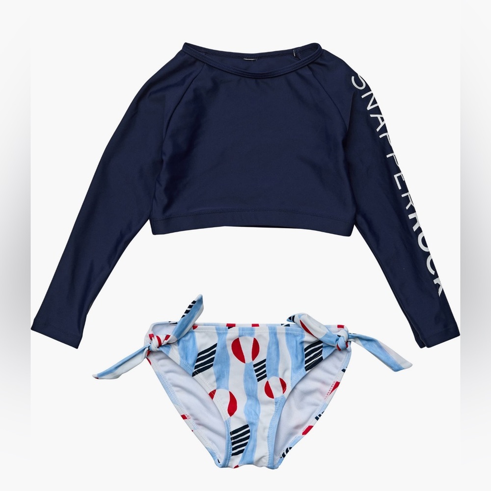 Snapper Rock 2 Piece Crop Rashguard Swim Suit.